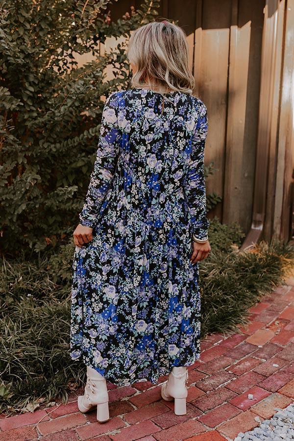 Vineyard Cutie Asymmetrical Floral Mesh Midi in Black Product Image
