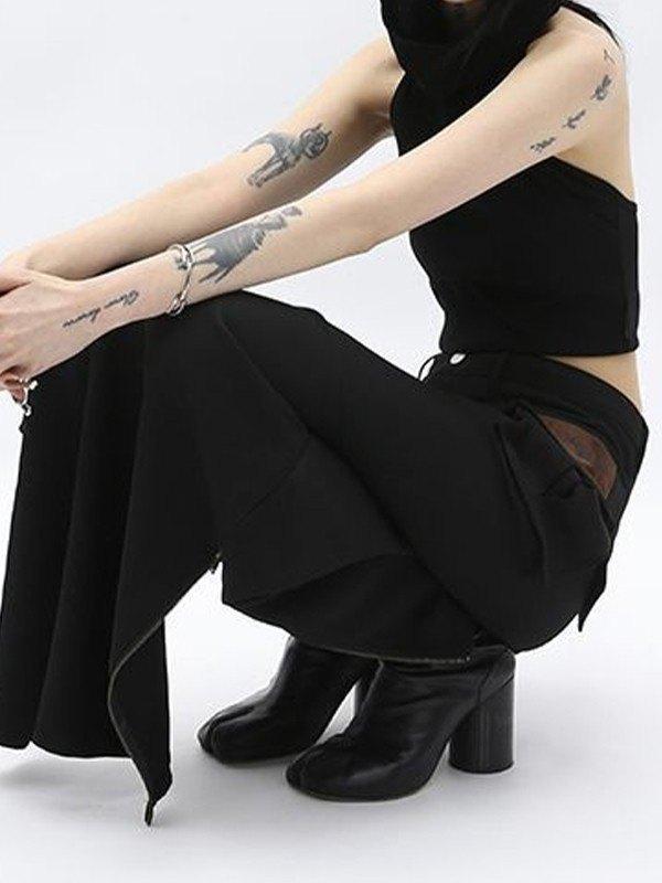 Black Halter Hooded Cropped Tank Top Product Image