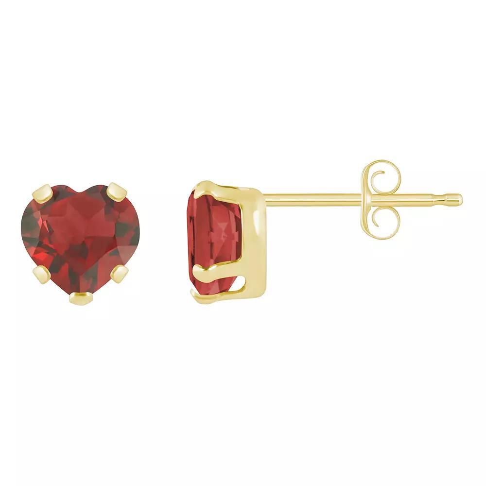 Celebration Gems 10k Gold 5 mm Heart Shape Gemstone Stud Earrings, Women's, Peridot Product Image