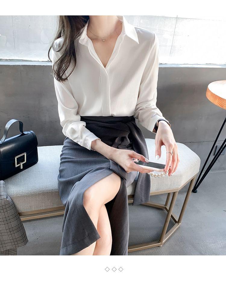Long-Sleeve Plain Shirt Product Image