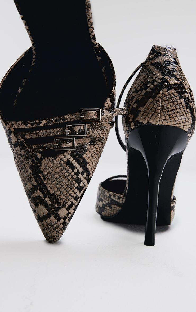 Snake Pu Point Toe Buckle Detail Court Heels Product Image