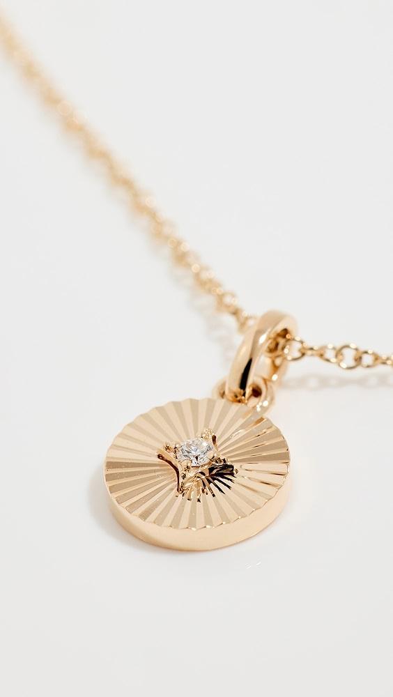EF Collection 14k Gold & Diamond Fluted Disc Necklace | Shopbop Product Image