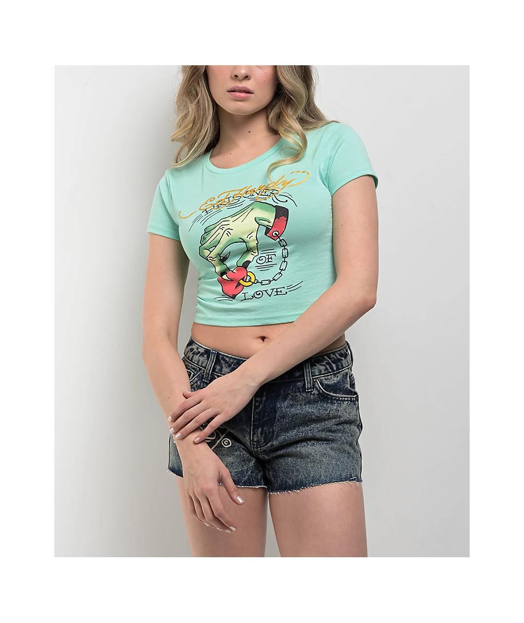 Ed Hardy Hand Mint Crop T-Shirt Product Image