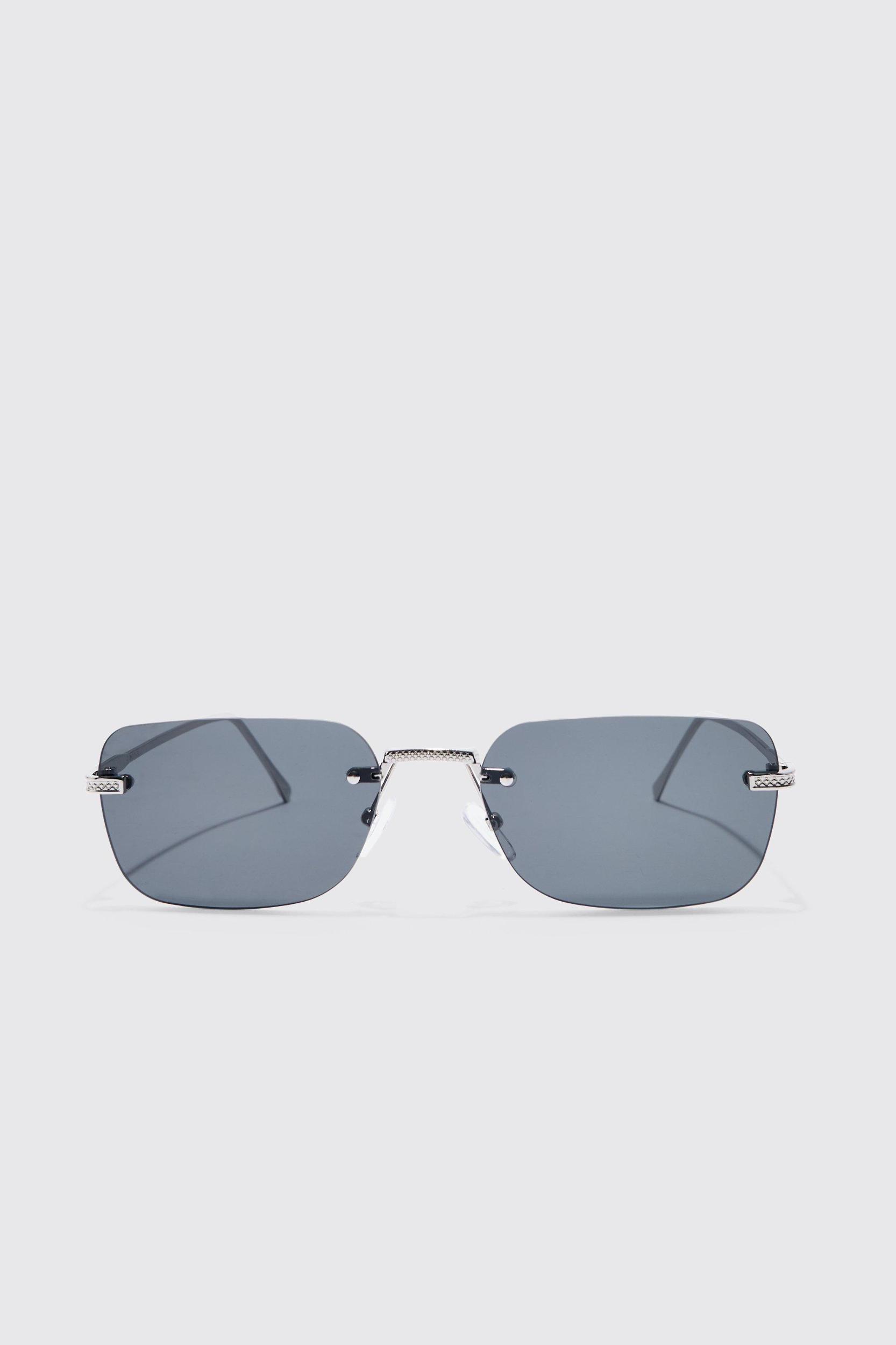 Rectangular Rimless Sunglasses | boohooMAN USA Product Image