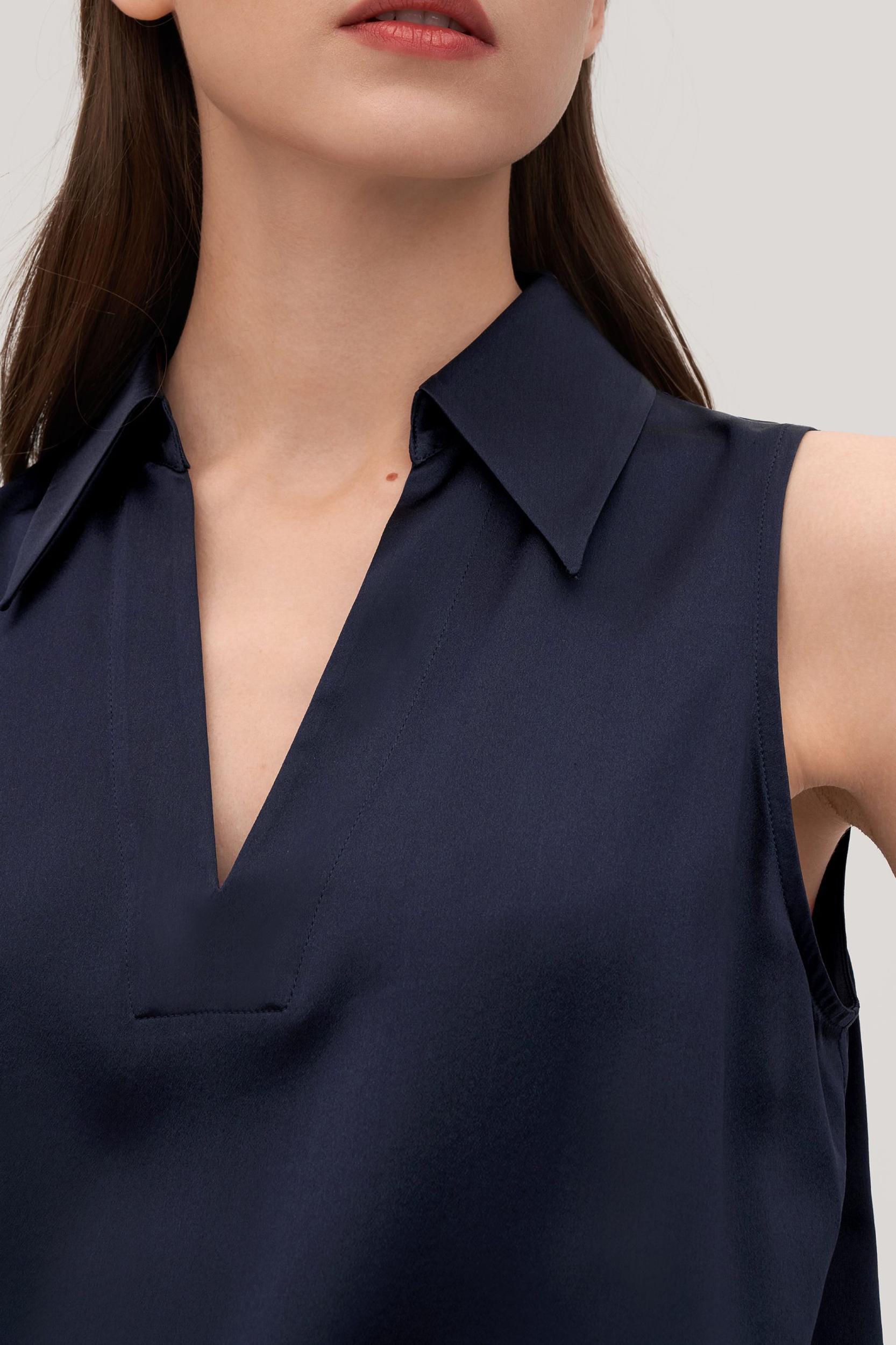 V-Neck Sleeveless Silk Violet Shirt For Women Product Image