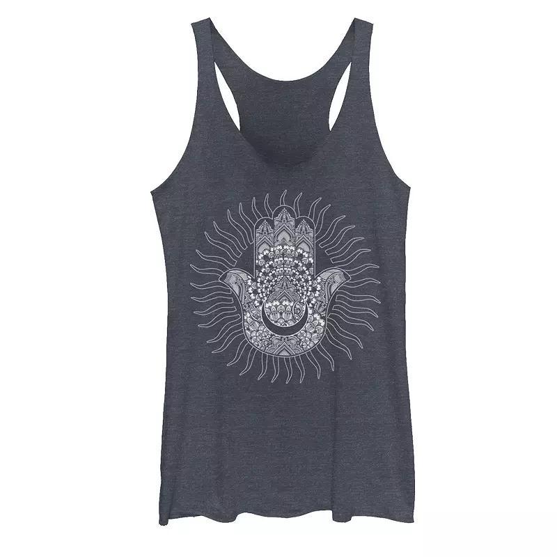 Juniors' Hamsa Moon Sun Geometric Design Graphic Tank Top, Girl's, Size: Small, Navy Grey Product Image