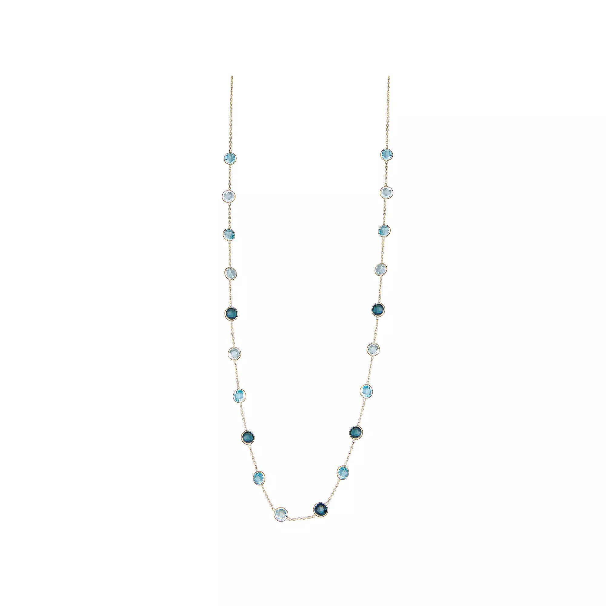 Tiara 10k Gold Blue Topaz Necklace, Women's Product Image