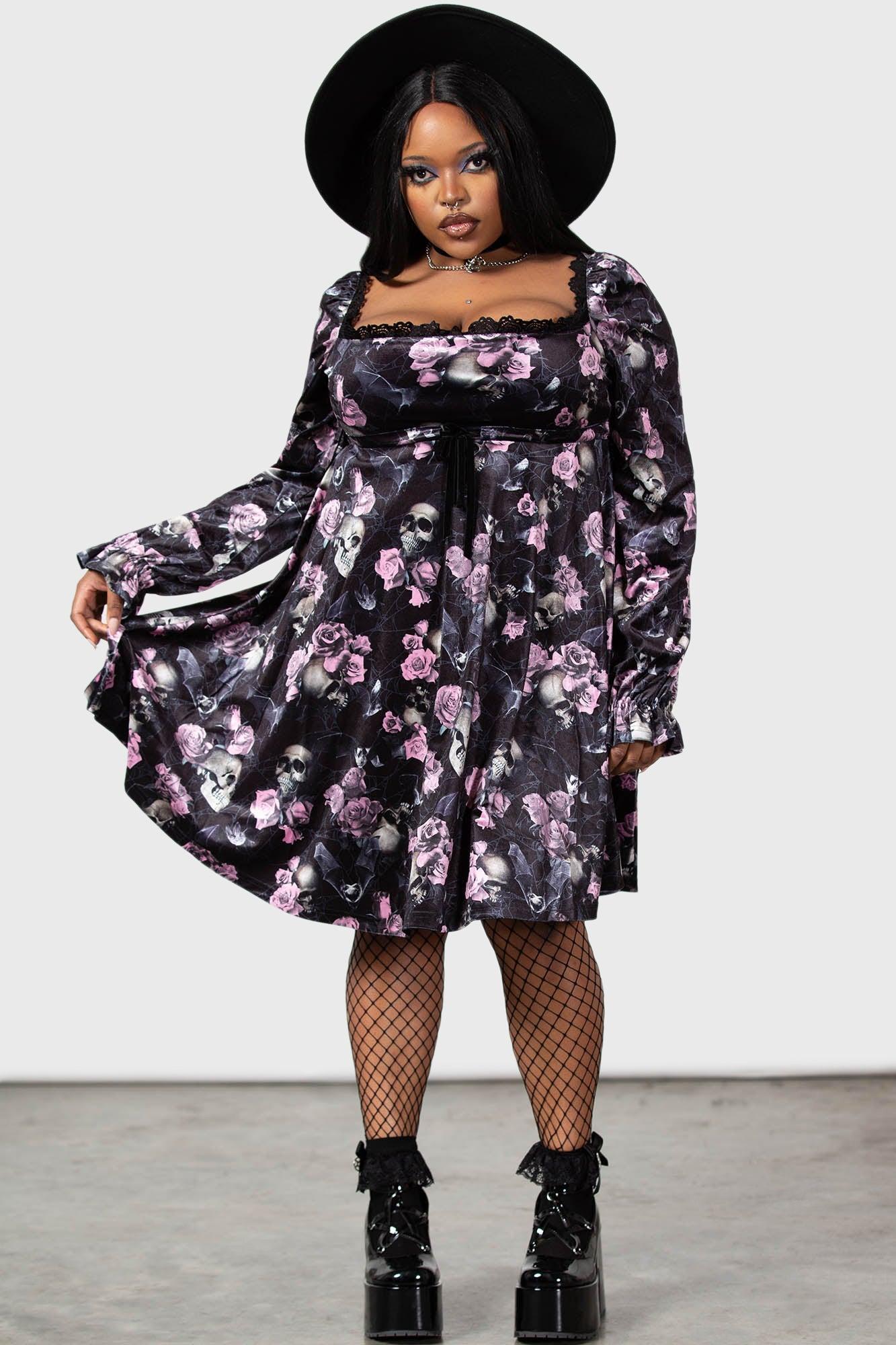 Imperia Long Sleeve Dress [BLACK/PINK] [PLUS] - Resurrect Female Product Image