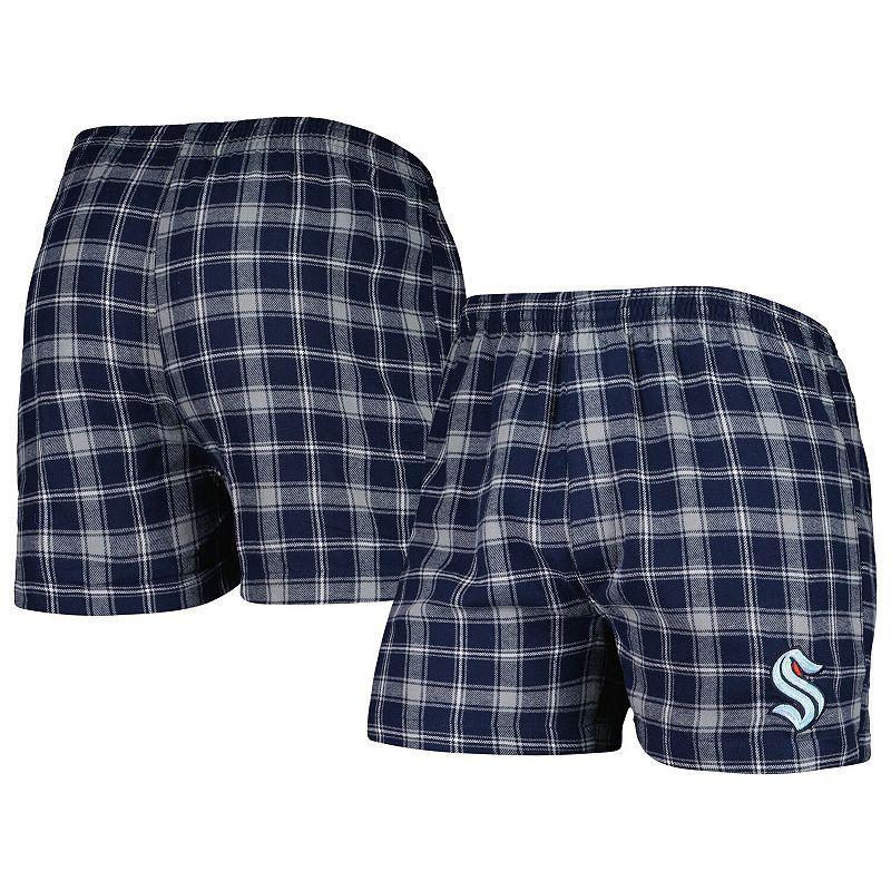 Men's Concepts Sport Deep Sea Blue/Gray Seattle Kraken Ledger Flannel Boxers, Size: Small, Krk Blue Product Image