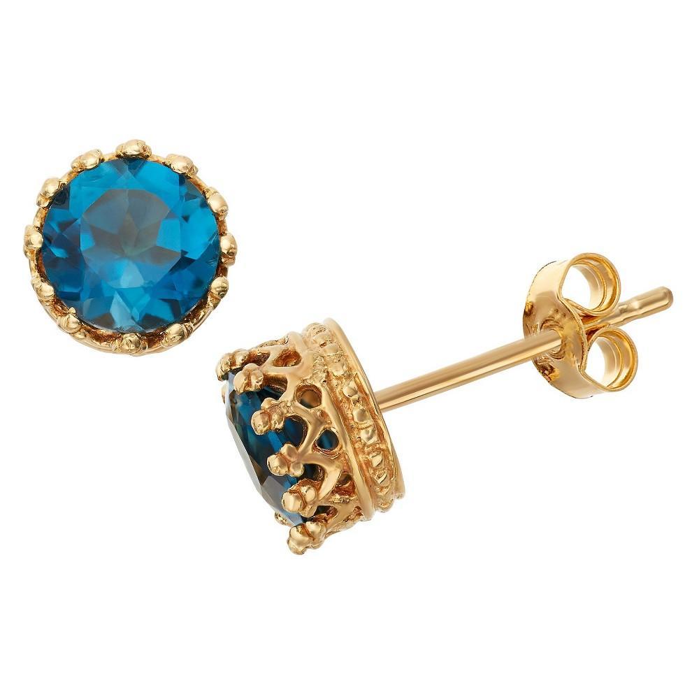 Designs by Gioelli 14k Gold Over Silver Lab-Created Sapphire Crown Stud Earrings, Women's, Blue Product Image
