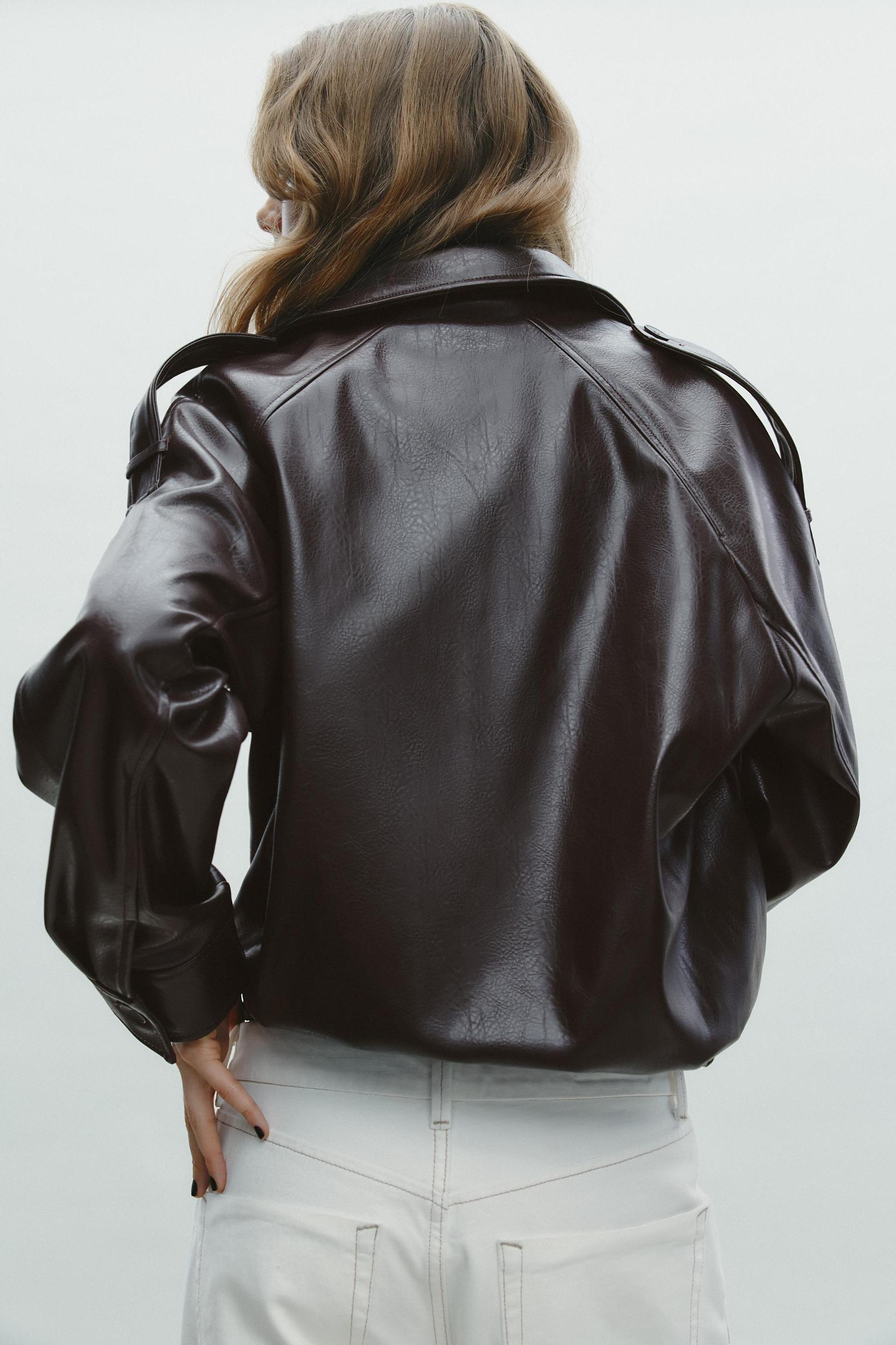 FAUX LEATHER BOMBER JACKET Product Image