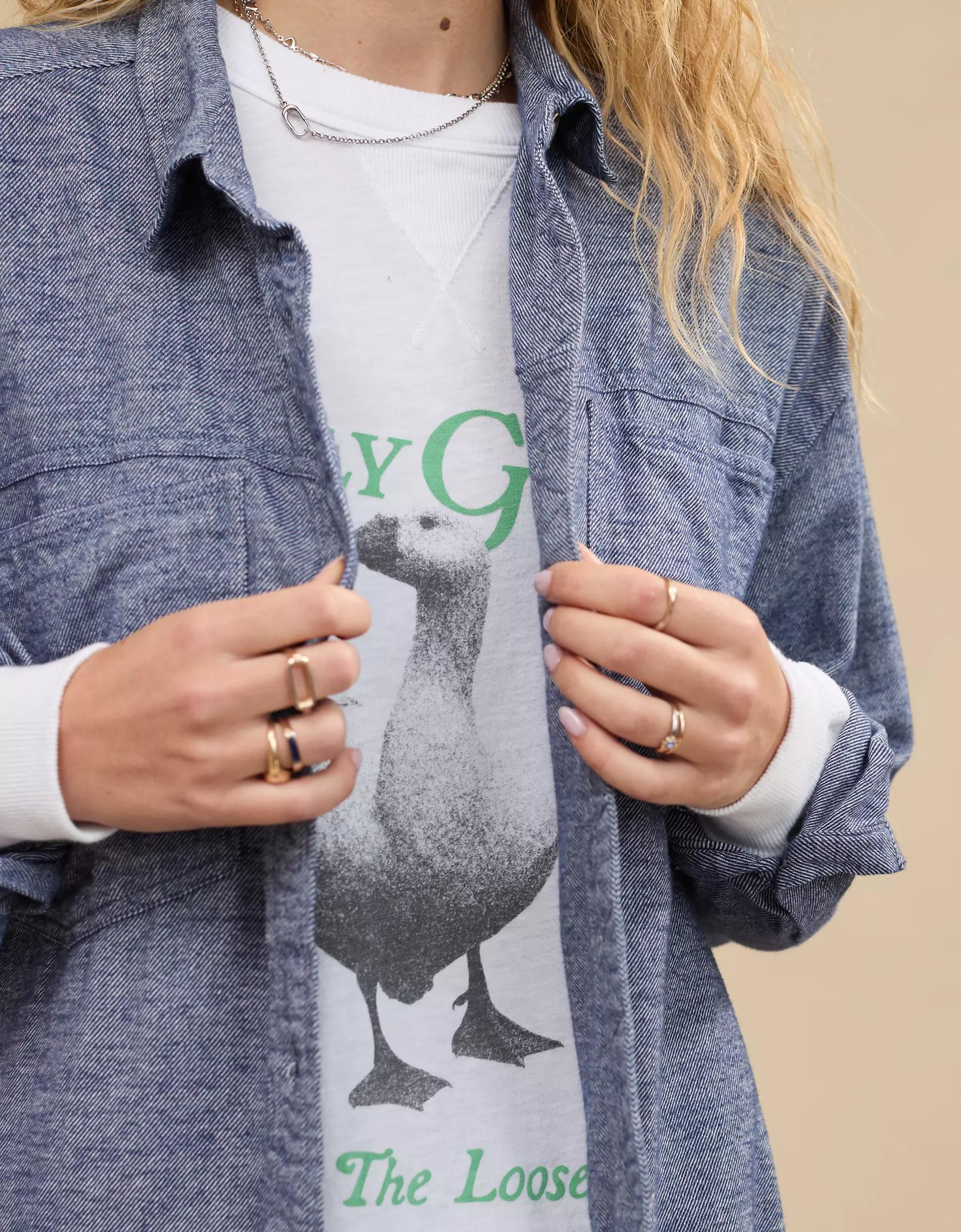 Aerie Anytime Fave Twill Shirt Product Image