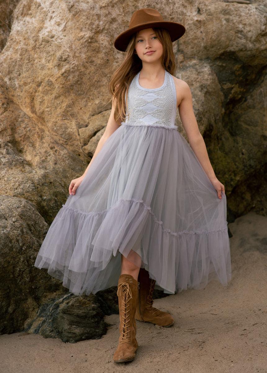 Averie Dress in Barely Blue Girls Product Image