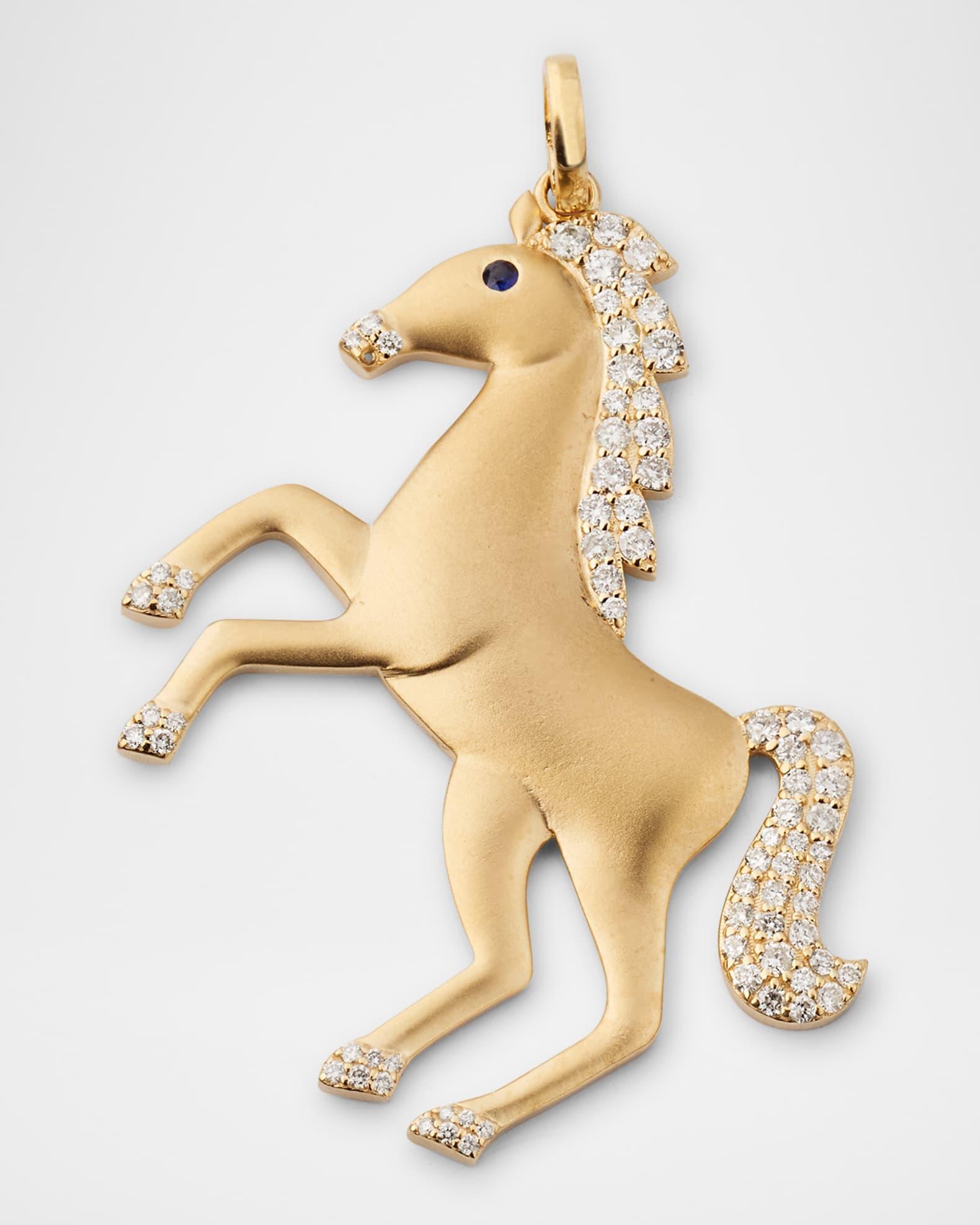 14K Yellow Gold Diamond Horse Charm  Product Image