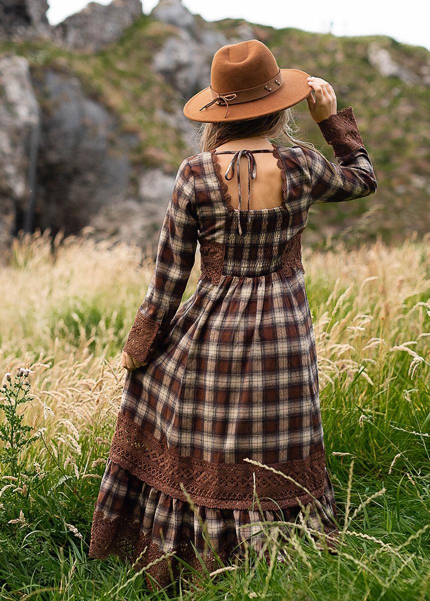 Rosi Dress in Cinnamon Tartan Girls Product Image
