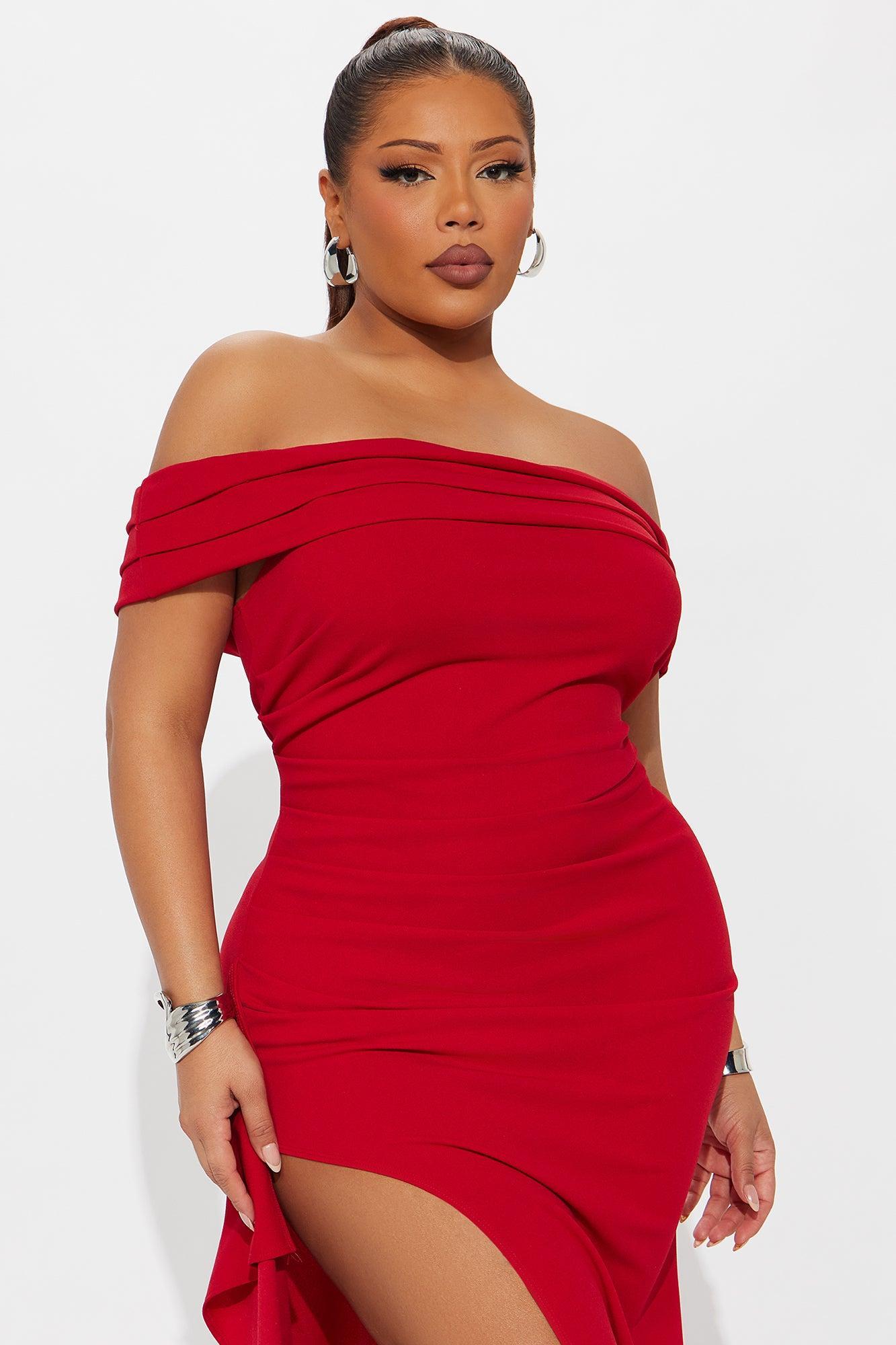 Shantal Off Shoulder Crepe Maxi Dress - Red Female Product Image