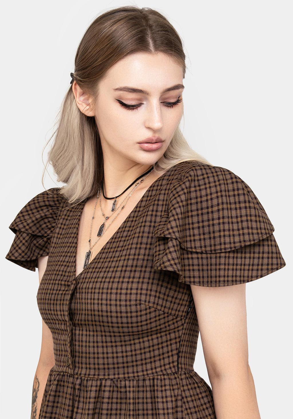 Sweetspire Check Button Up Midi Dress Product Image