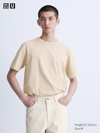 Mens Crew Neck T-Shirt Natural Small UNIQLO US Product Image