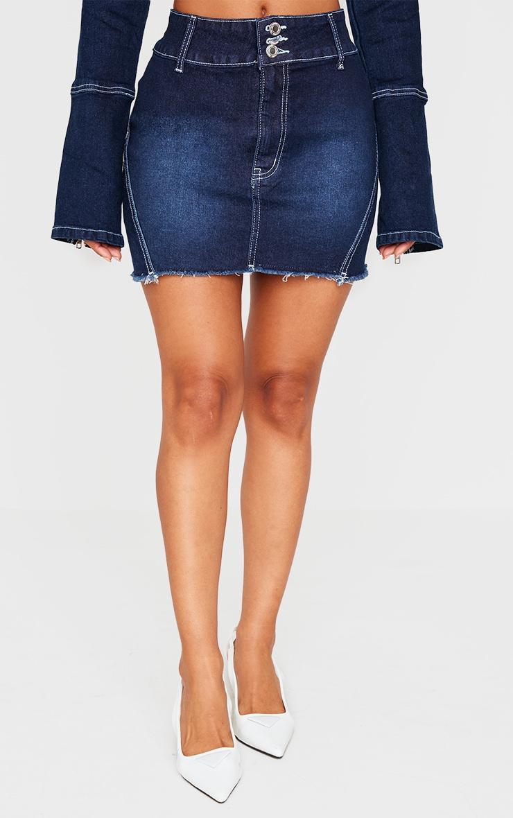 Petite Indigo Stitch Detail Mini Skirt Product Image