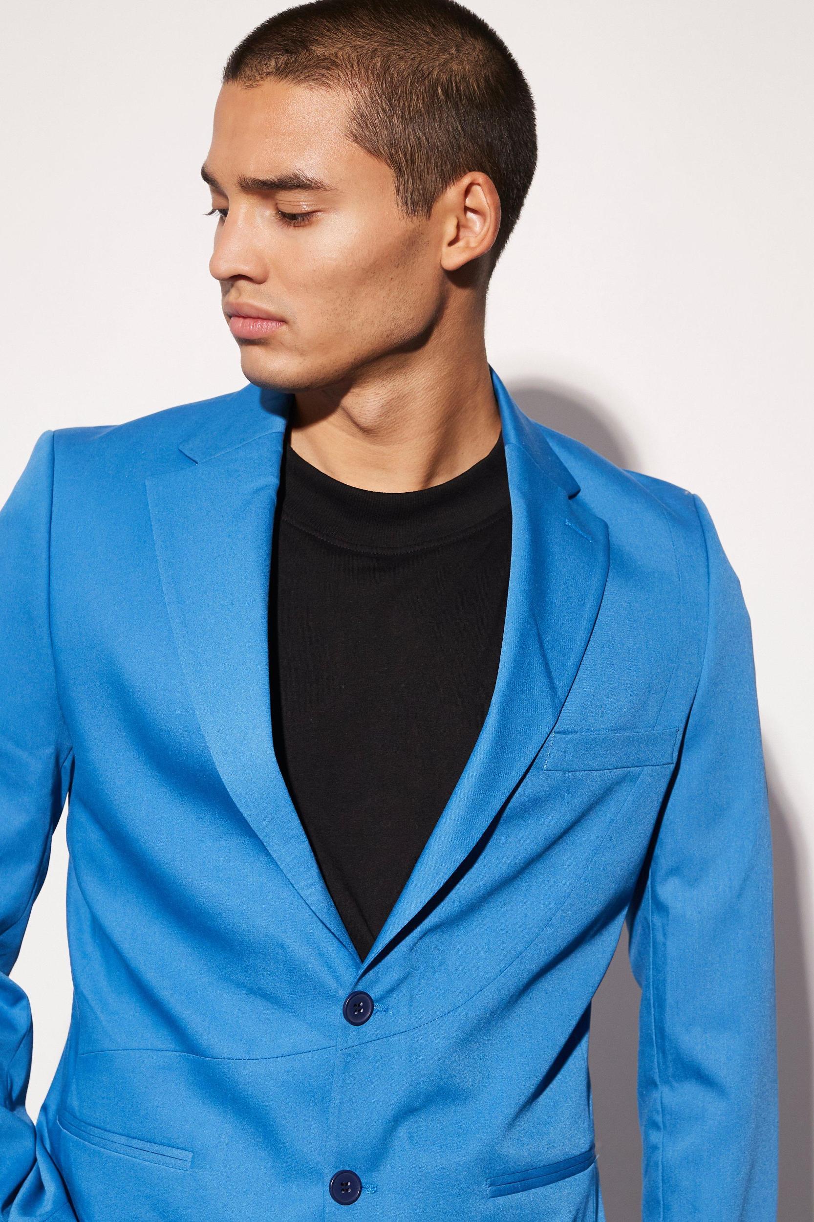 Slim Fit Curved Seam Detail Suit Jacket | boohooMAN USA Product Image
