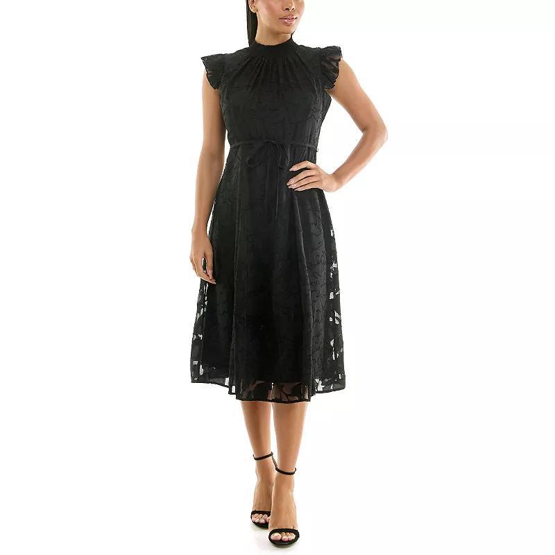 Women's Nina Leonard Mockneck Chiffon Dress, Size: Small, Green Product Image