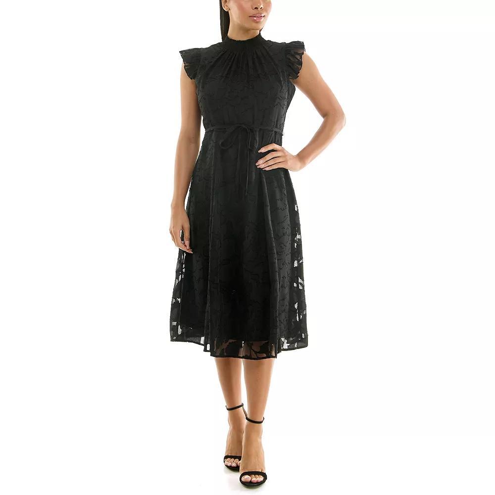 Women's Nina Leonard Mockneck Chiffon Dress, Size: Small, Green Product Image