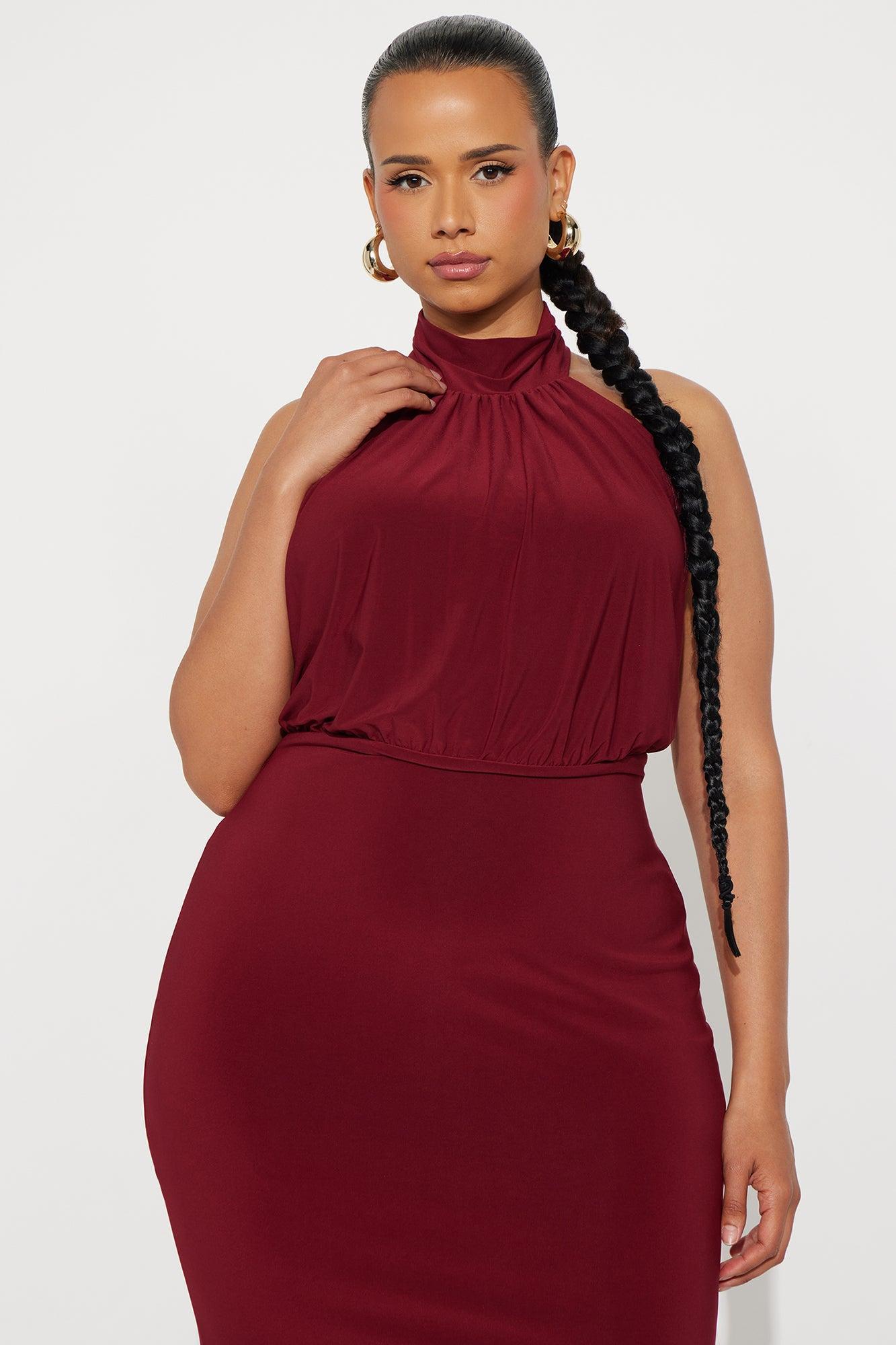Leia Backless Maxi Dress - Burgundy Product Image