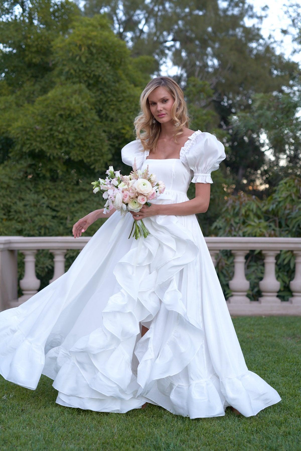 The Ivory Recycled Ruffle Gown Product Image