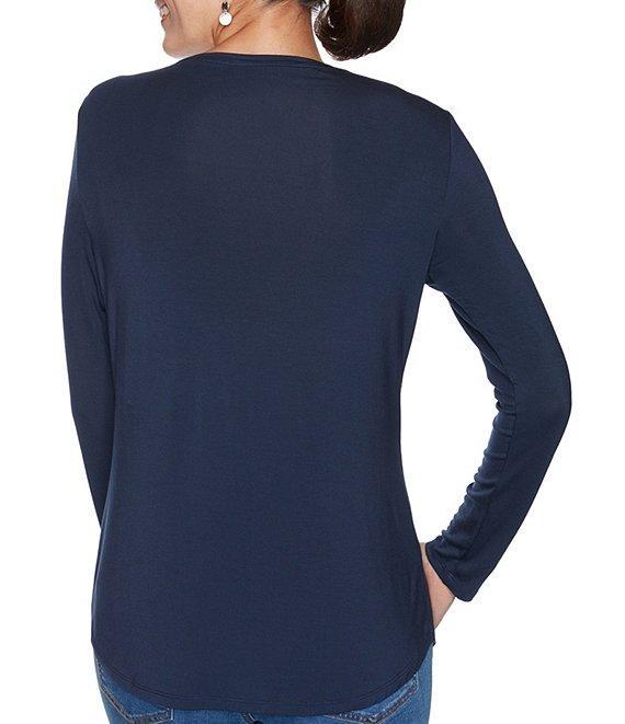 Ruby Rd. Knit Jersey 3/4 Sleeve Crew Neck Cotton Blend Shirt Product Image