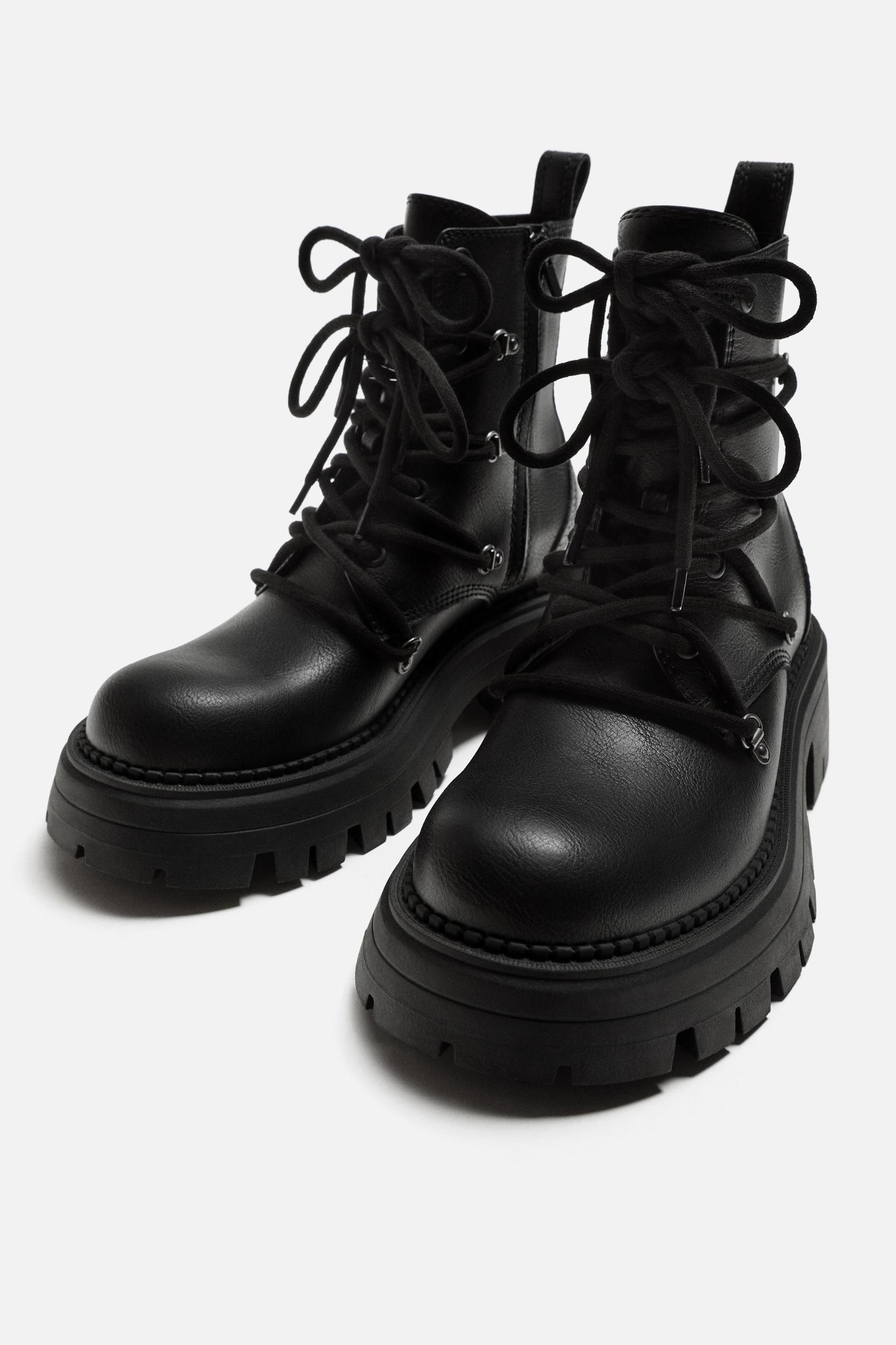 THICK-SOLED LACE-UP BOOTS Product Image