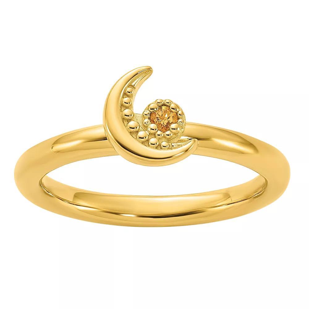 Stacks & Stones Sterling Silver Stackable Citrine Moon Ring, Women's, Size: 6 Product Image