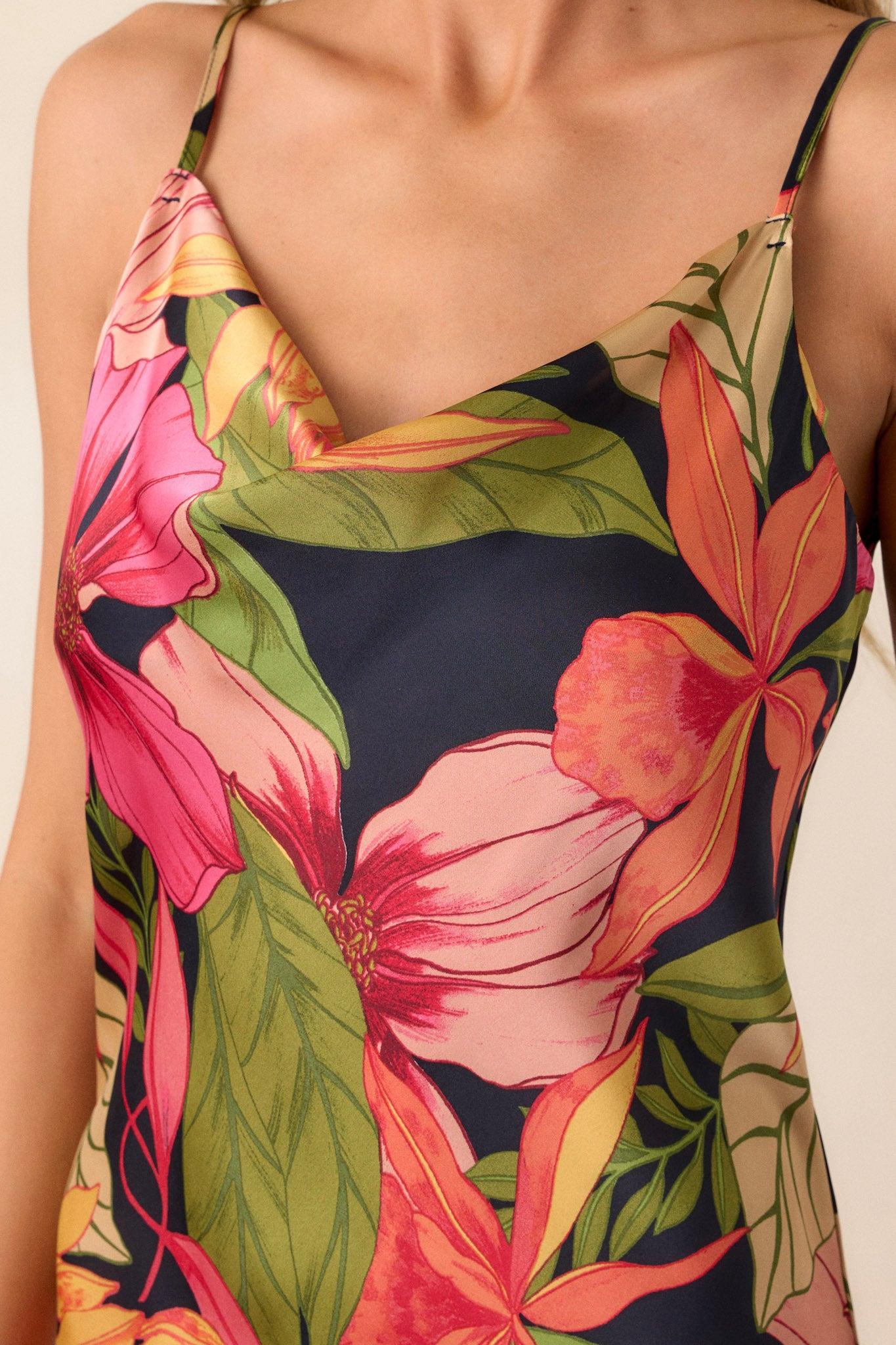 Just A Moment Black Floral Midi Dress Product Image