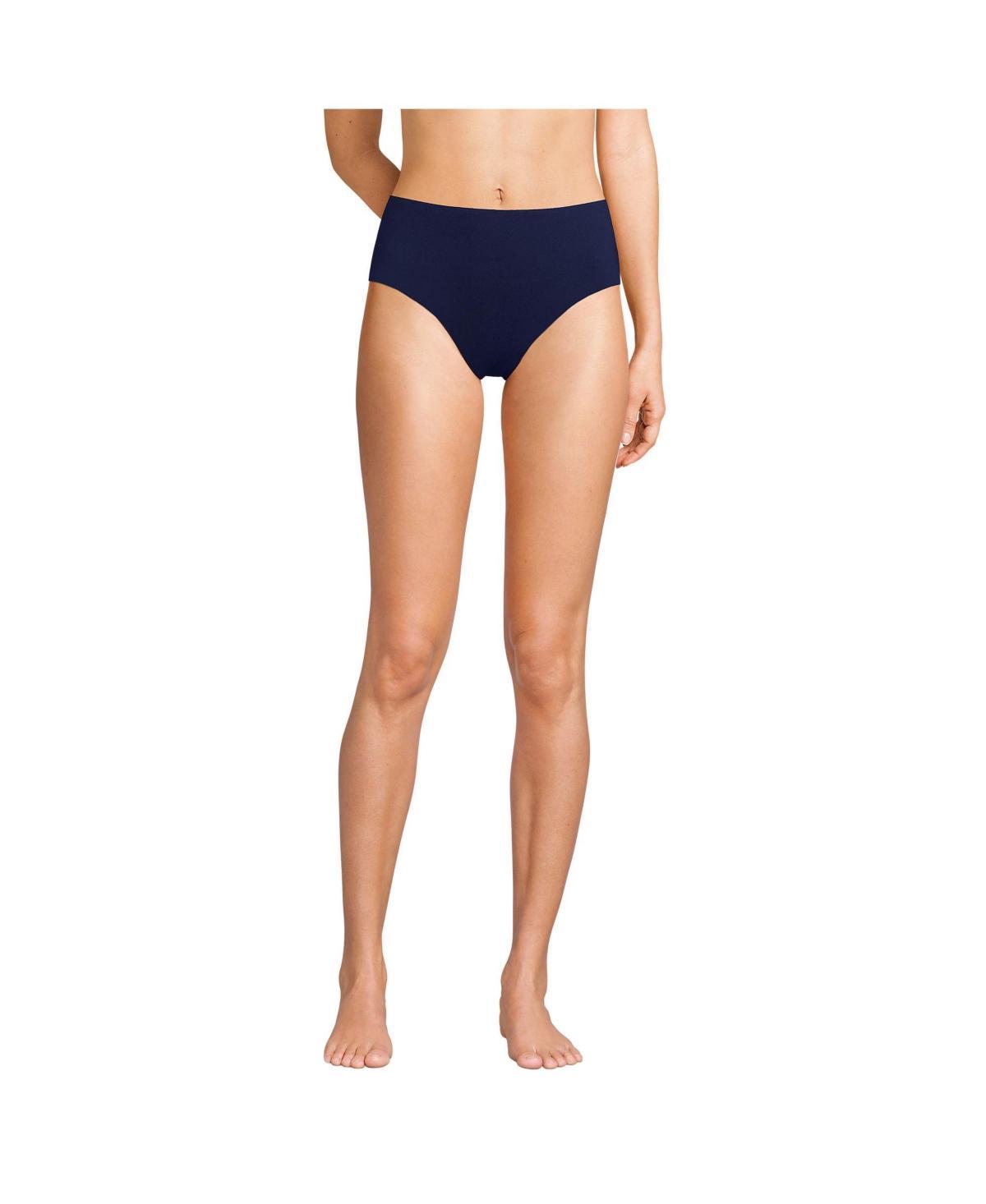 Women's Lands' End Mid Rise Bikini Swim Bottoms, Size: 12, Deep  Blue Product Image