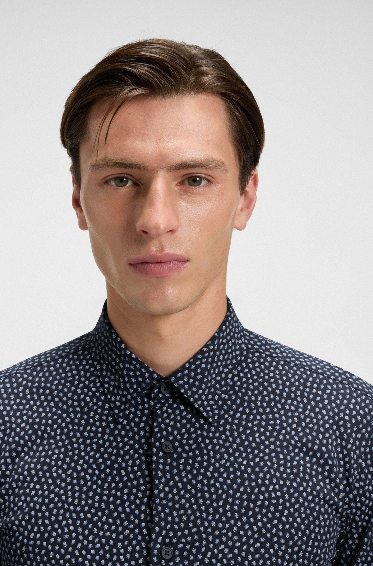 Slim-fit shirt in printed cotton Product Image