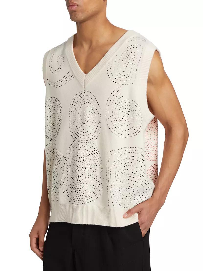 Circle Wool Knit Vest Product Image