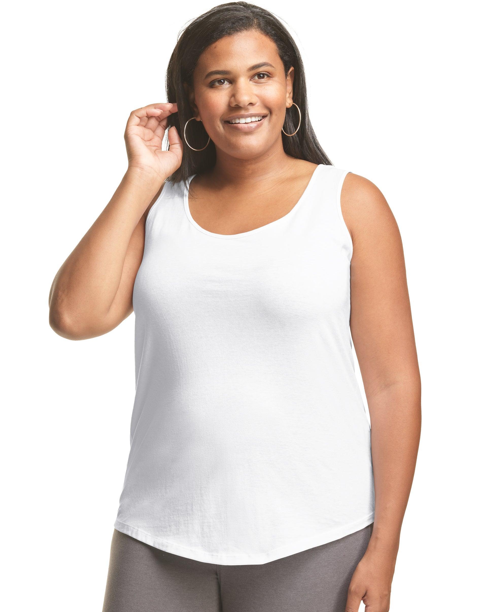Hanes Just My Size Womens Cotton Jersey Tank, Shirttail Hem (Plus ) Process Blue 2X Product Image