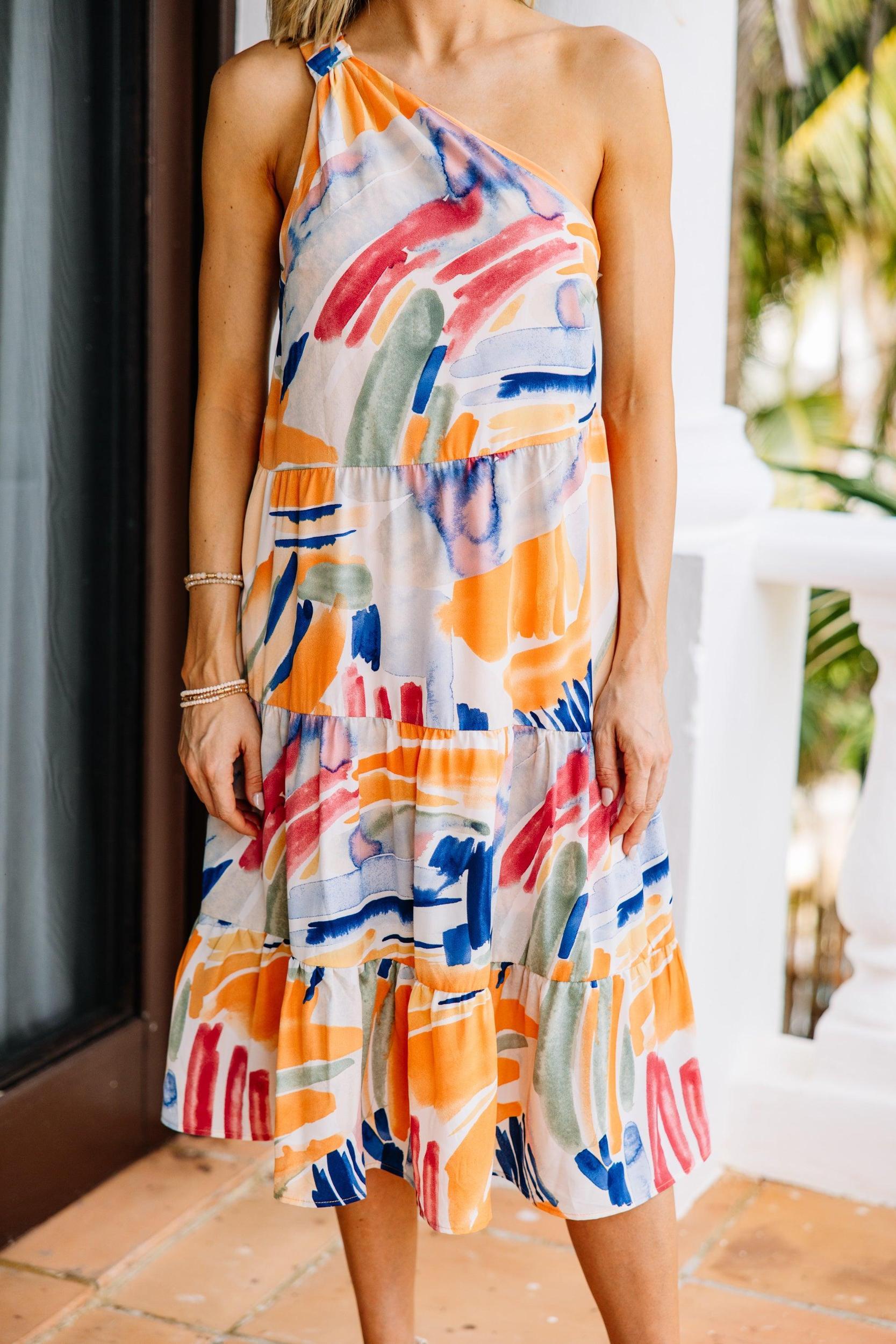 Love Follows Tangerine Orange Midi Dress Female Product Image