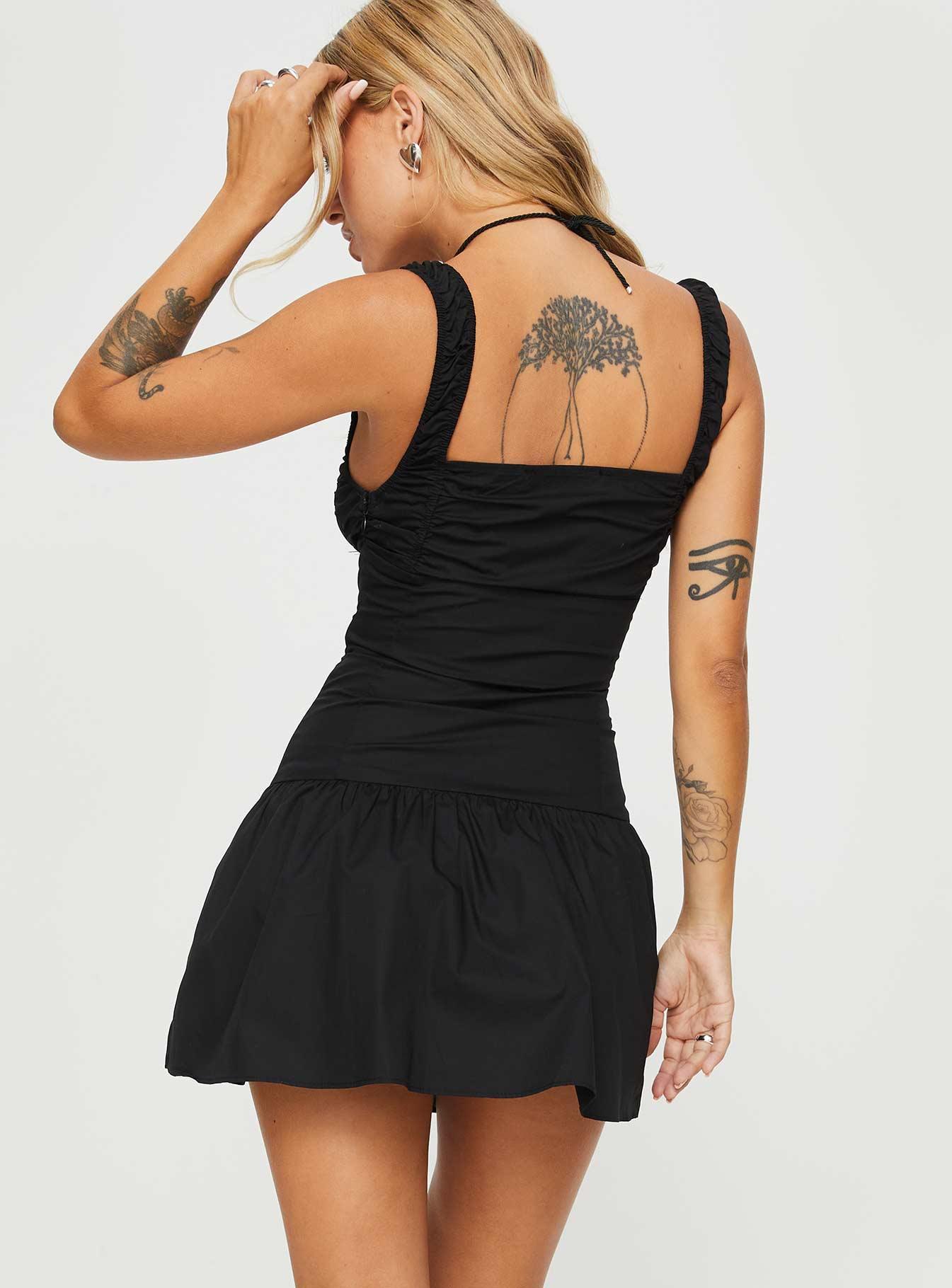 Heart Shaped Mini Dress Black Product Image