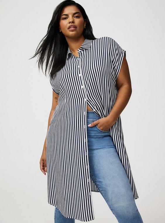 Button-Up Tunic Shirt Product Image