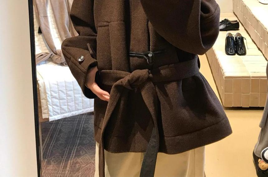 Stand Collar Plain Toggle Coat Product Image