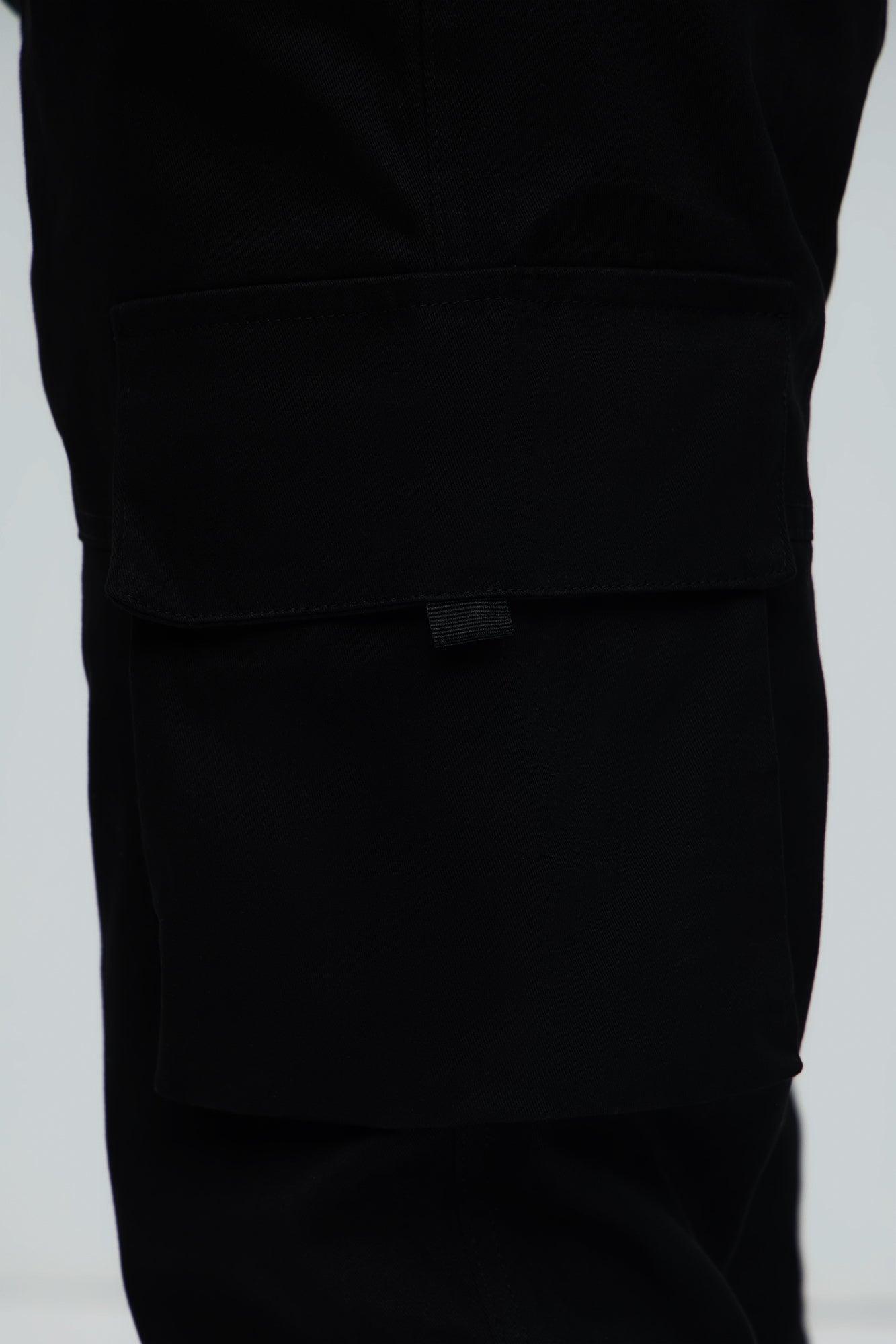 Straight Cargo Ankle Zipper Pants - Black Product Image