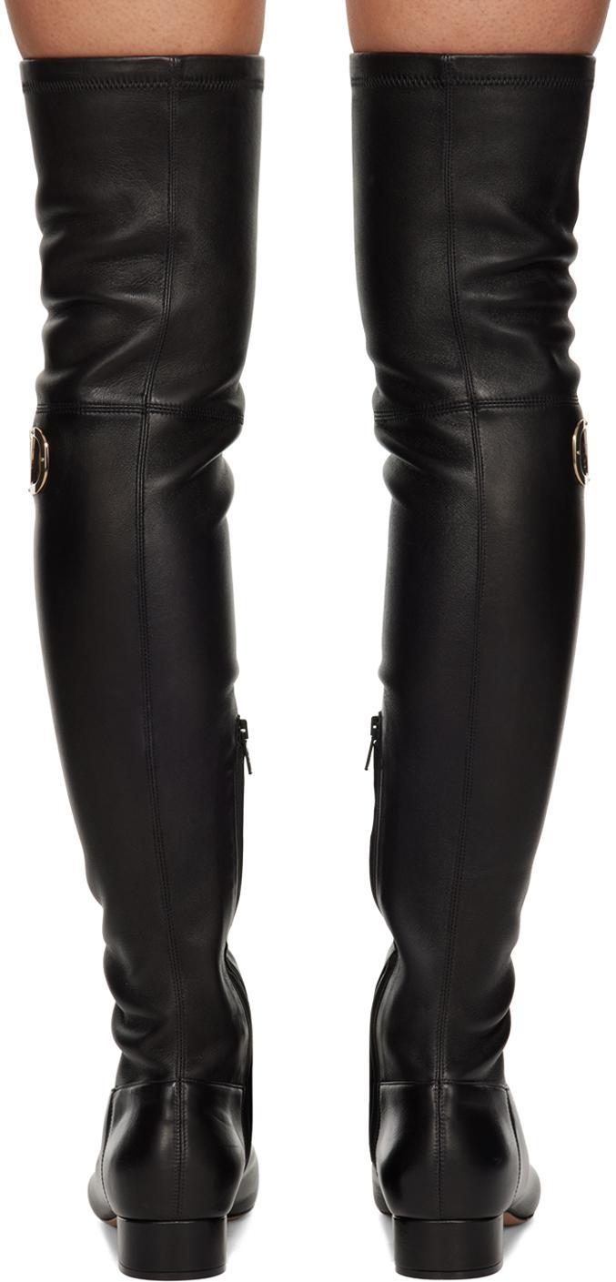 VALENTINO GARAVANI Vlogo Type Over-the-knee Boot In Stretch Nappa 30mm Woman Black 40 Product Image