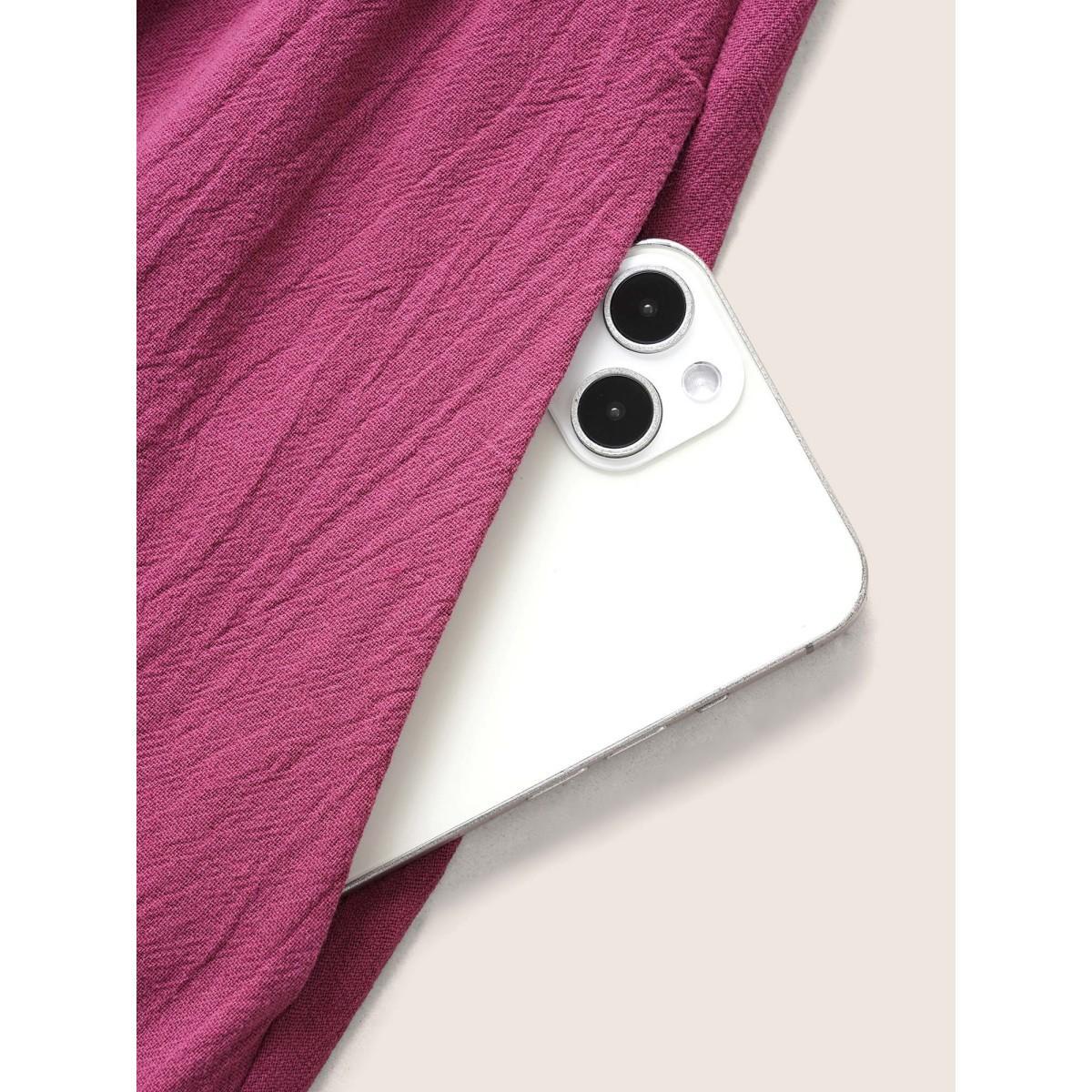 Plus Size Cotton Square Neckline Midi Dress RedViolet Women Elegant Texture Heart neckline Short sleeve Curvy BloomChic 28/5X Product Image