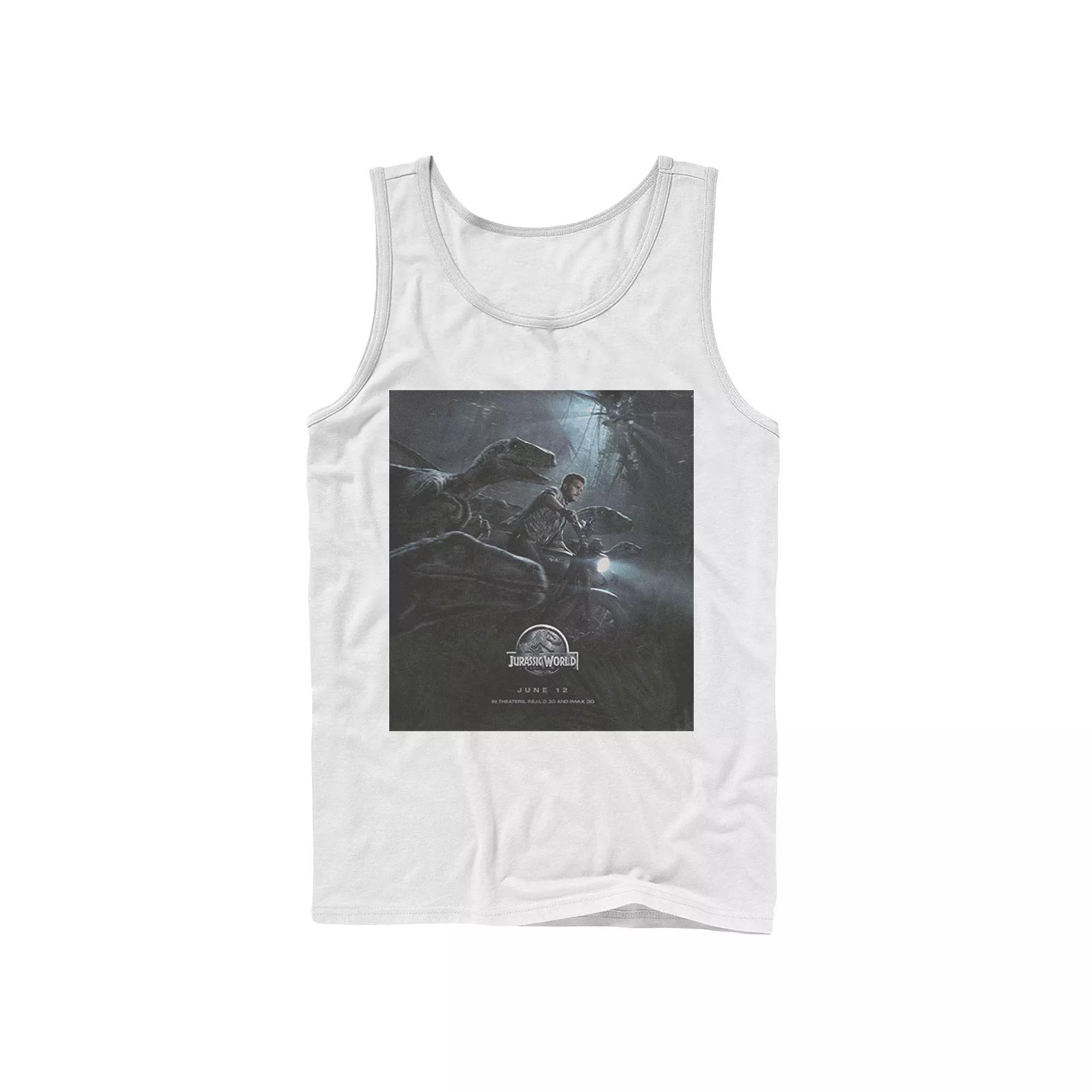 Men's Jurassic Park Velociraptor Tears Through Tank Top, Size: Small, Blue Product Image