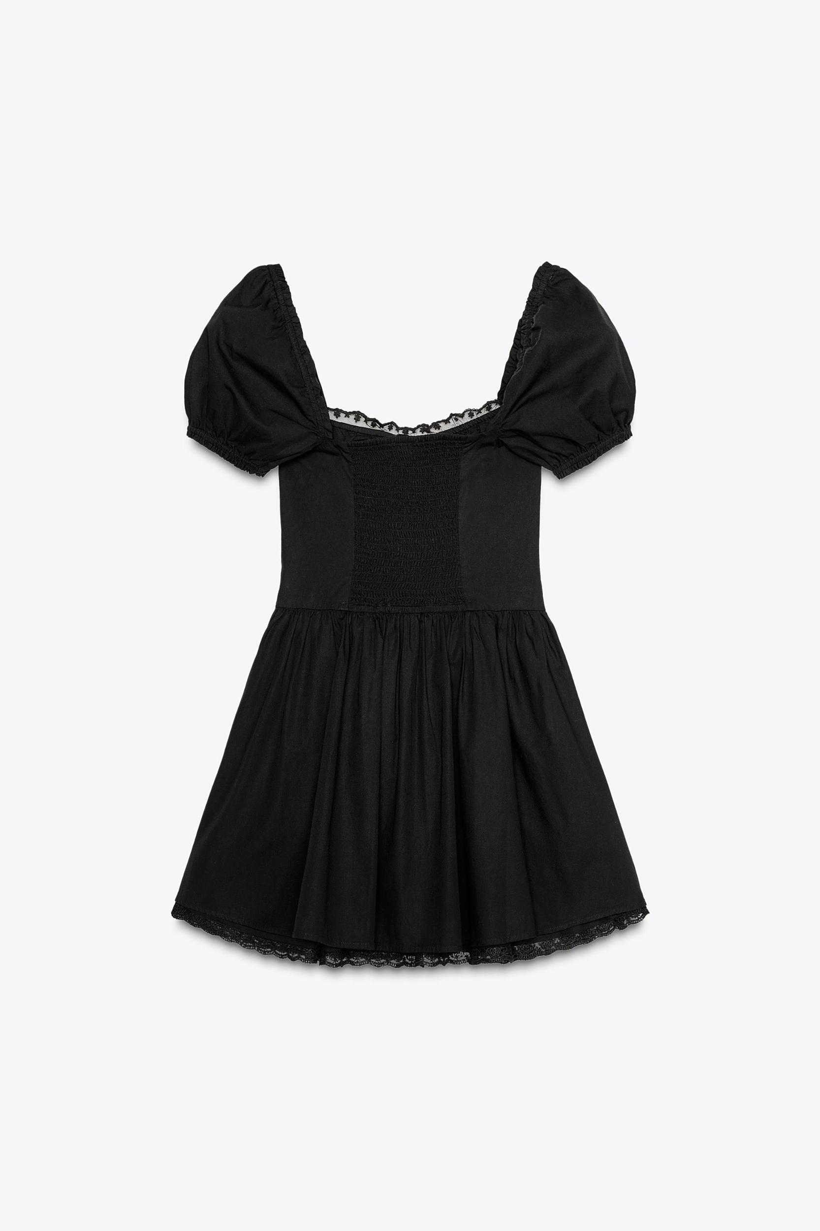 SHORT POPLIN LACE DRESS Product Image