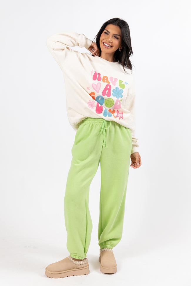 Run It By Me Lime Fleece Joggers SALE Product Image