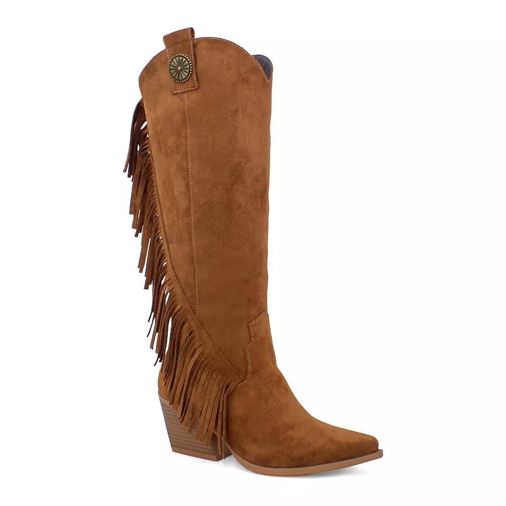 Yoki Gayle-29 Womens Knee-High Fringe Boots Red Product Image