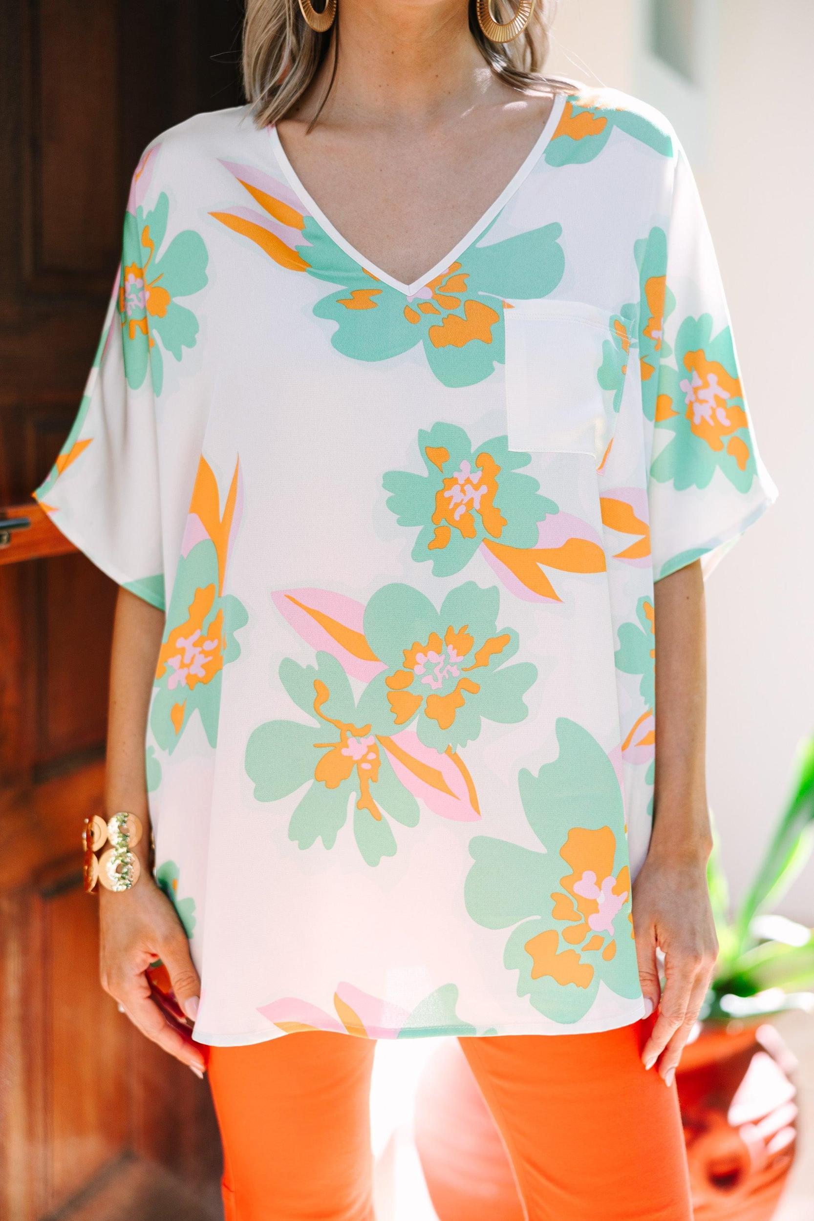 Sunny Days White Floral Top Female Product Image
