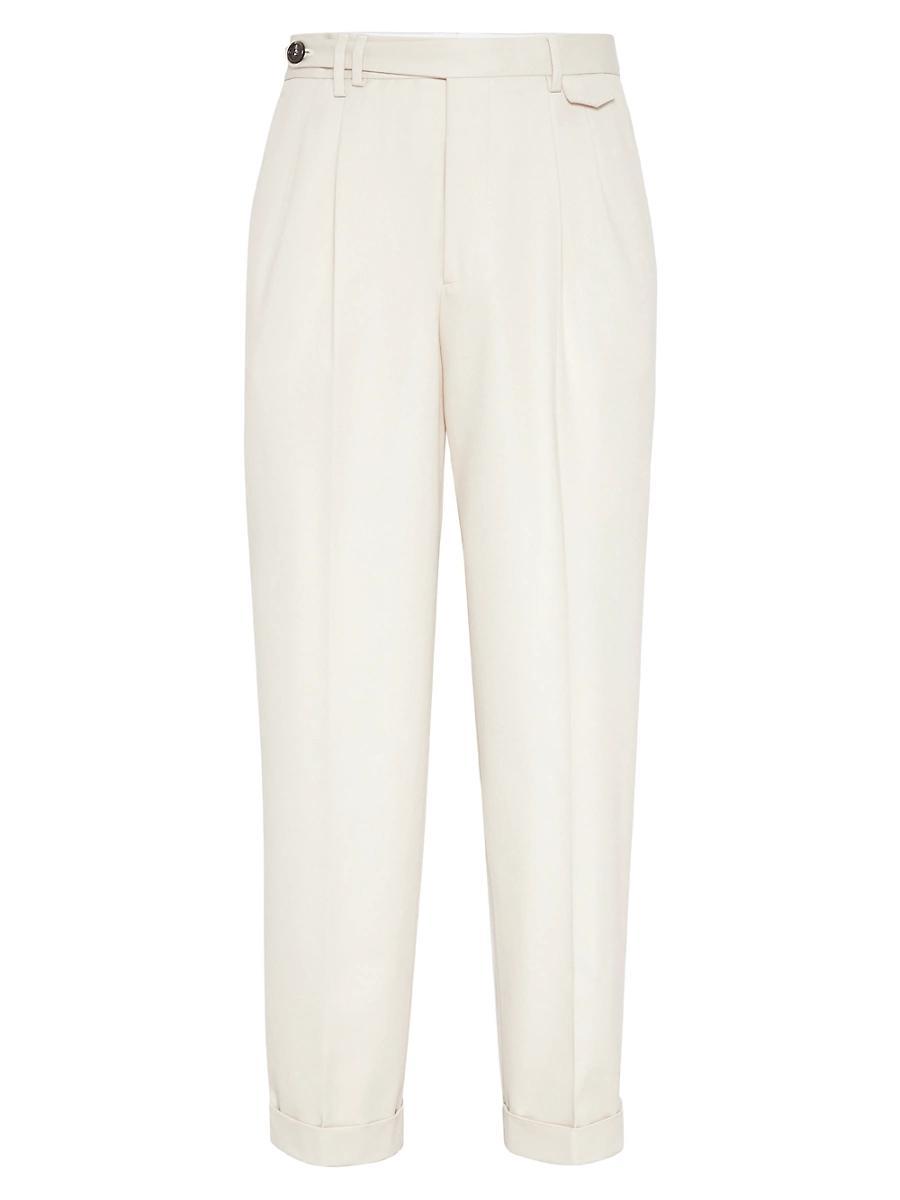 Mens Cotton and Wool Double-Pleated Pants Product Image