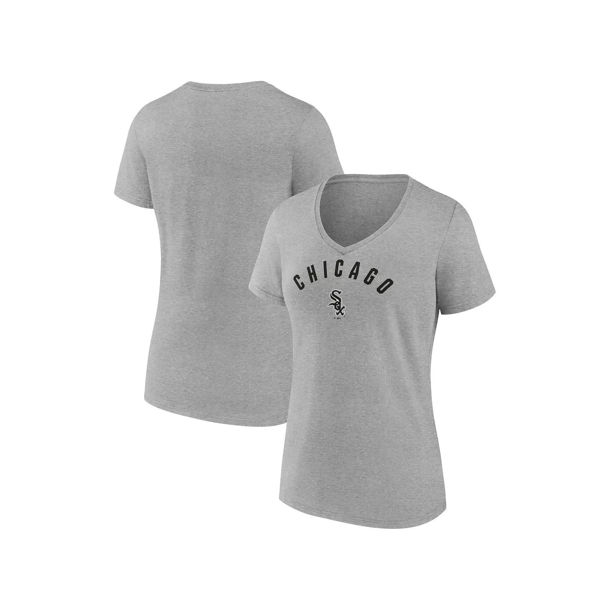 Women's Fanatics  Gray Chicago White Sox V-Neck T-Shirt, Size: 2XL, Grey Product Image